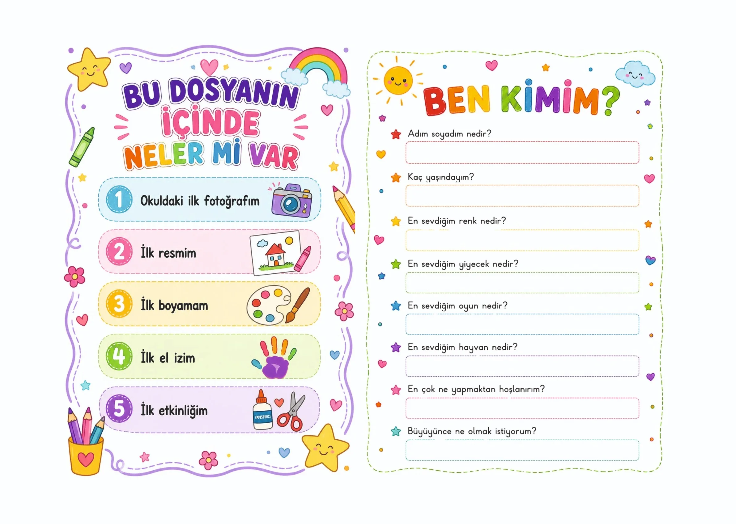 Okul öncesi uyum süreci için isim etiketi ve rutin fikirleri çalışma sayfası - Alanya Kale Matbaa