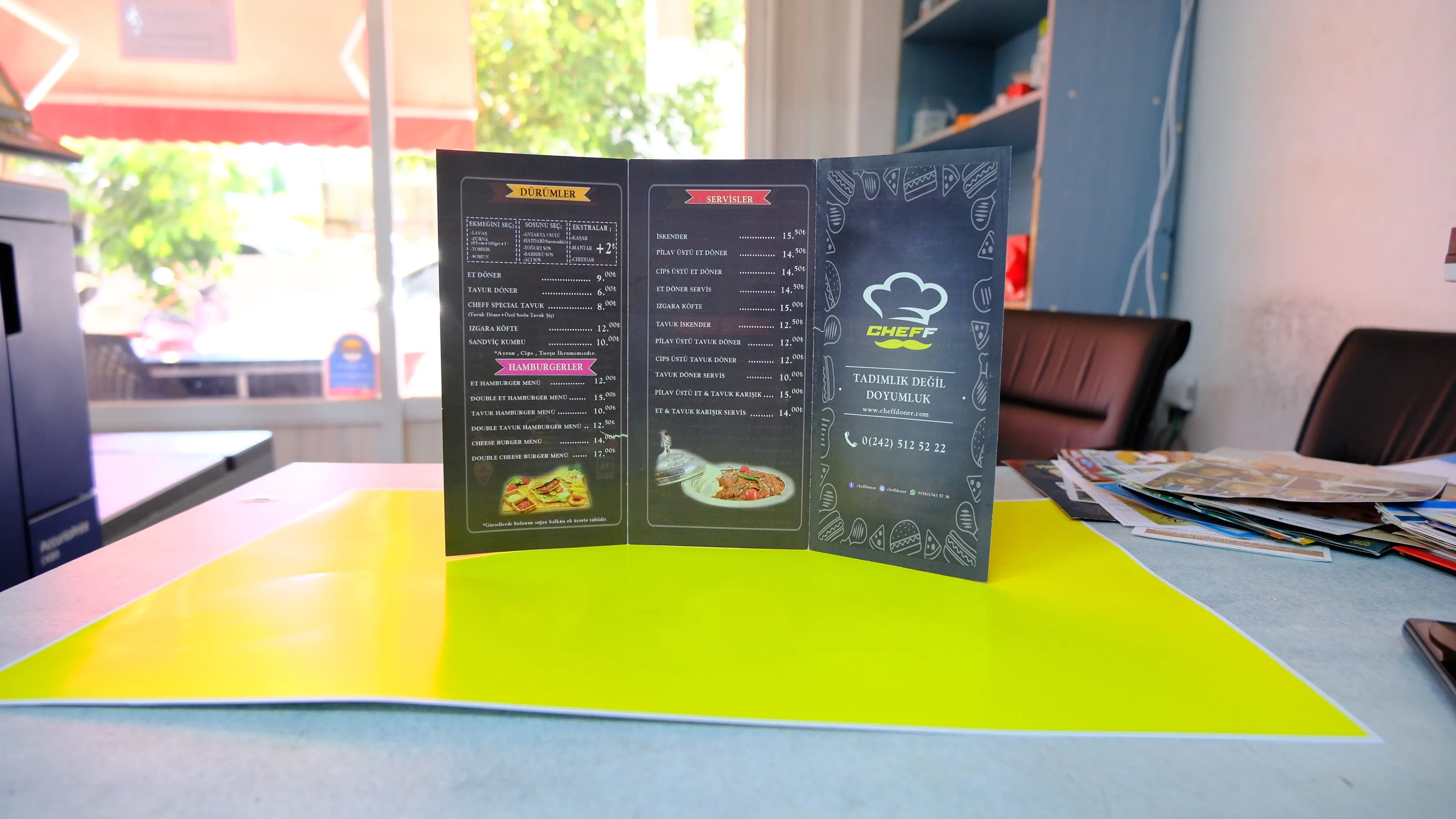 Restoran Menü Broşürü - Alanya Kale Matbaa portföy çalışması